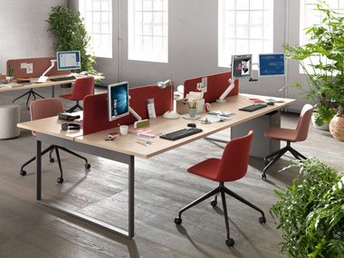 Rectangular multiple office desk with sound absorbing screens PIGRECO LOOP Martex
