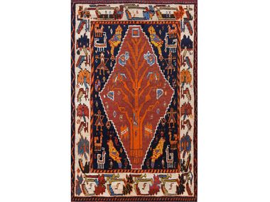 Rectangular wool rug OLD SHISH BLUKI TREE OF LIFE GABBEH Zollanvari