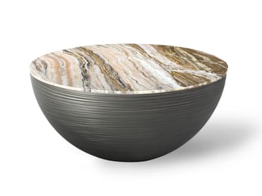 Tavolino rotondo con base in metallo e piano in marmo OTTO HESSENTIA