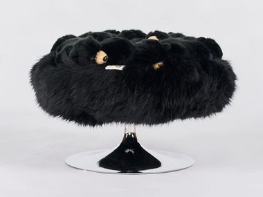 Round polyester pouf OURS NOIR APCOLLECTION