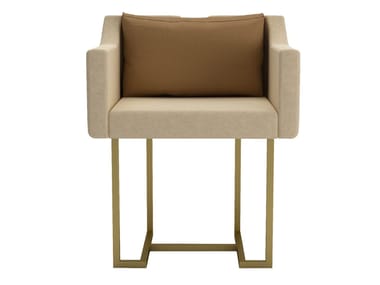 Upholstered fabric chair with armrests PAPILLONNE | Brass chair LAGU