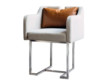 Fabric chair with armrests PAPILLONNE | Metal chair LAGU