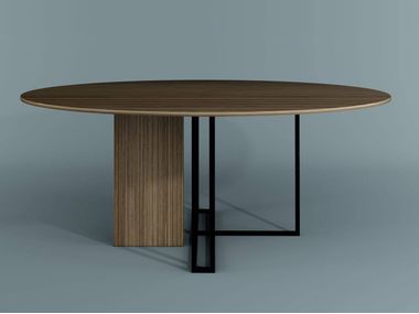 Round wooden dining table PLINTO Meridiani
