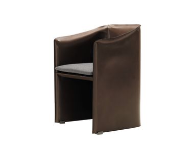 Upholstered tanned leather chair with armrests CASE Minotti