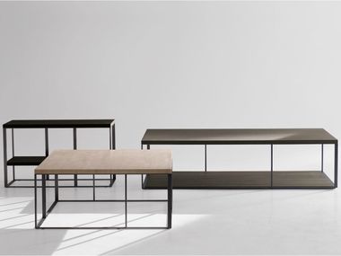 Rectangular steel and wood coffee table LITHOS Maxalto