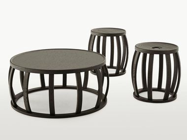 Round solid wood coffee table LOTO Maxalto
