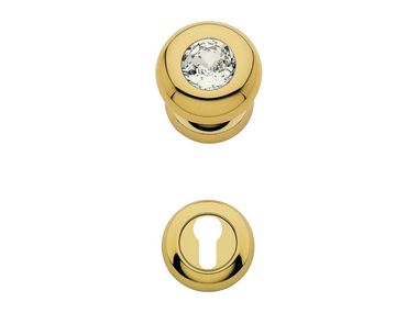 Chromed brass door knob with Swarovski® Crystals with lock ELIKA CRYSTAL LINEA CALI'