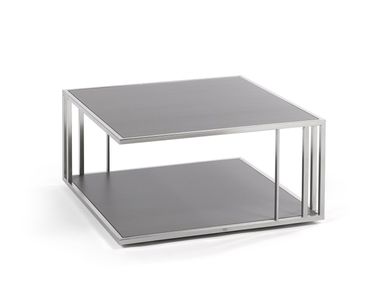 Square low coffee table with integrated magazine rack SUITE Fischer Möbel