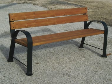 Panchina in acciaio e legno con braccioli con schienale CALLEJA