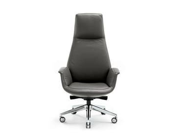 Swivel high-back leather executive chair with 5-spoke base DOWNTOWN | High-back executive chair