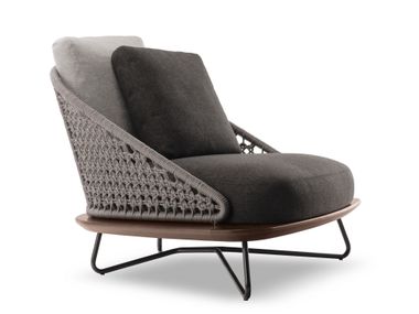 Steel and wood armchair RIVERA ARMCHAIR Minotti