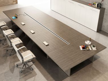 Rectangular melamine-faced chipboard meeting table with cable management XENO MANAGER | Rectangular meeting table Styloffice