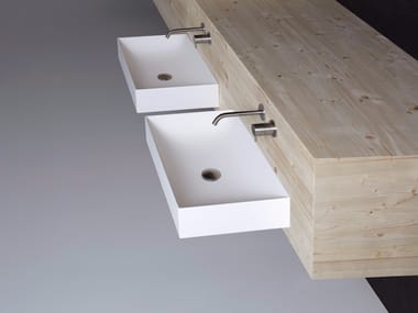 Wall-mounted rectangular Flumood® washbasin STRATOS