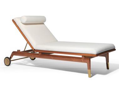 Recliner fabric and mahogany sun lounger REDDING Visionnaire