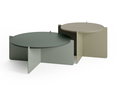 Melamine round coffee table with metal base GIO Innova Imbottiti