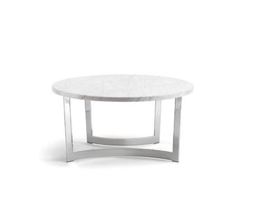 Mesa de centro redonda de metal e mármore de Carrara HUGO Tirolo