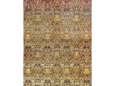 Rectangular wool and silk rug SCROLLING STEMS & LEAVES Zollanvari
