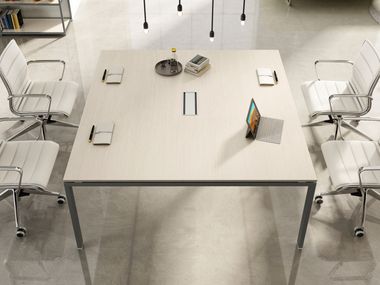 Square wooden meeting table with cable management SEDICI÷NONI | Meeting table Styloffice