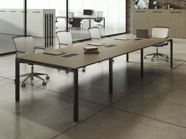 Rectangular wooden meeting table with cable management SEDICI÷NONI | Rectangular meeting table Styloffice