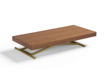 Height-adjustable rectangular walnut coffee table SMART