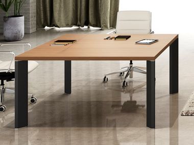 Square melamine-faced chipboard meeting table XENO MANAGER | Square meeting table Styloffice