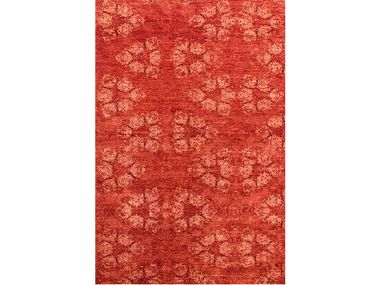 Patterned rectangular wool rug STARFISH IN RED Zollanvari