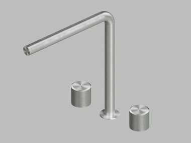 Stainless steel washbasin tap with individual rosettes STEREO 16 08V QuadroDesign