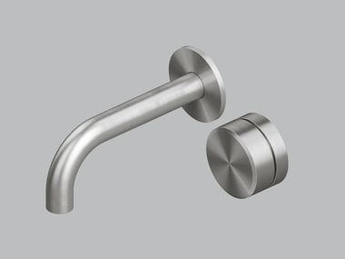 Wall-mounted hydroprogressive stainless steel washbasin mixer STEREO 16 10T QuadroDesign