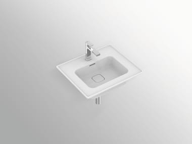 Lavabo sospeso rettangolare in ceramica con troppopieno STRADA II - T2988