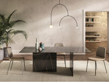 Tavolo da pranzo in vetro STRATUM SAHARA NOIR POLISHED XGLASS | Tavolo