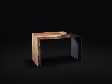 Coffee table Walnut and steel side-table Bruno Spreafico