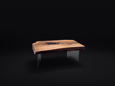 Coffee table Walnut and resin side-table Bruno Spreafico