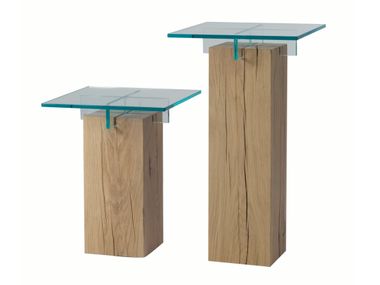Square wood and glass high side table TÉNÉRÉ Roche Bobois