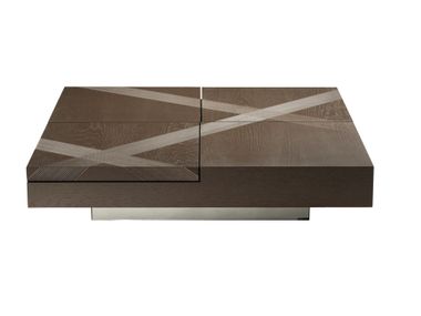 Low square oak coffee table TRACK Roche Bobois