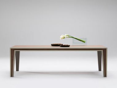 Rectangular wooden table with leather details VERSILIA Casa Covre