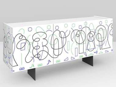 Madia con ante a battente WHITE DOODLE PICTOOM