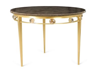 Round brass and marble high side table WINTOUR JOSÉ LEITE DE CASTRO