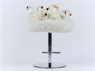 Upholstered polyester stool height-adjustable SWAN APCOLLECTION