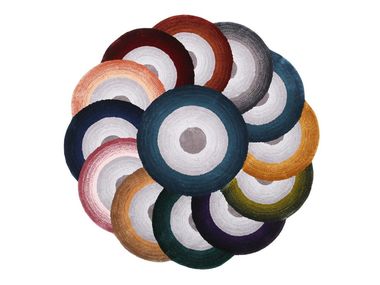 Patterned round custom viscose rug RAINBOW 001-Z Loominology
