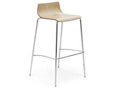 High multi-layer wood and chrome steel stool MY STOOL Leyform