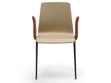 Multi-layer wood chair with armrests with linking device ZEROSEDICI WOOD Leyform