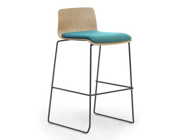 High sled base multi-layer wood and steel stool ZEROSEDICI WOOD Leyform