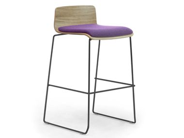 High sled base wood veneer and steel stool ZEROSEDICI WOOD Leyform