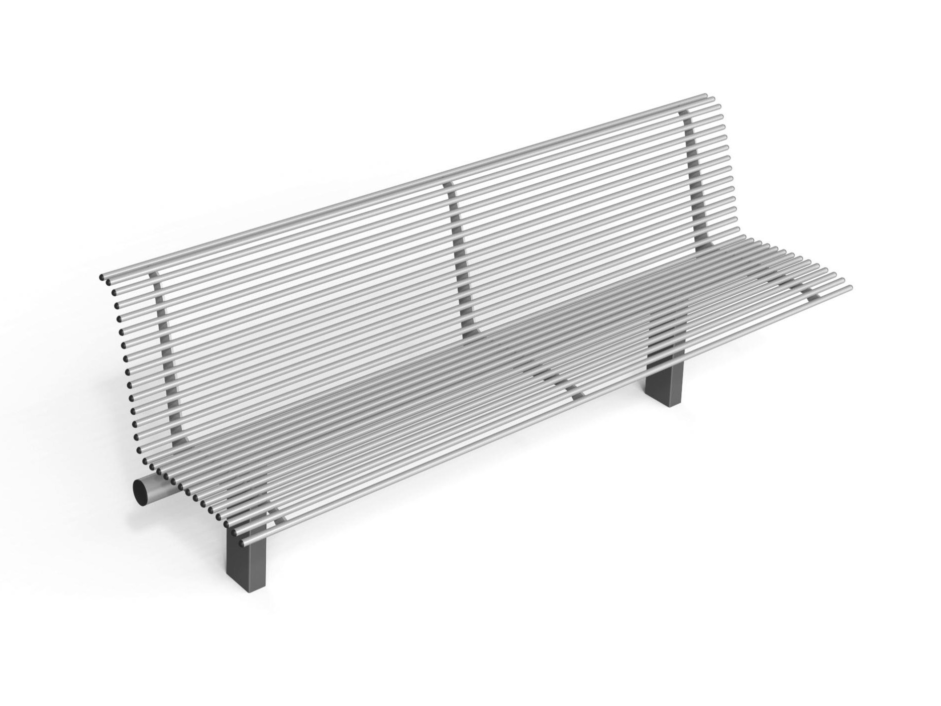 Panchina in acciaio con schienale