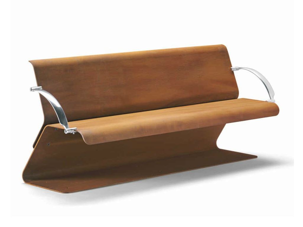 Panchina in acciaio Corten™ con braccioli