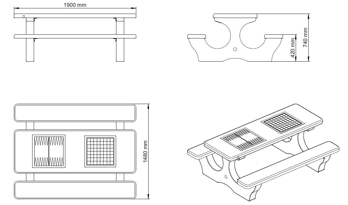 117 | Mesa de jogo Mesa para espaços públicos / mesa de jogo de betão ...