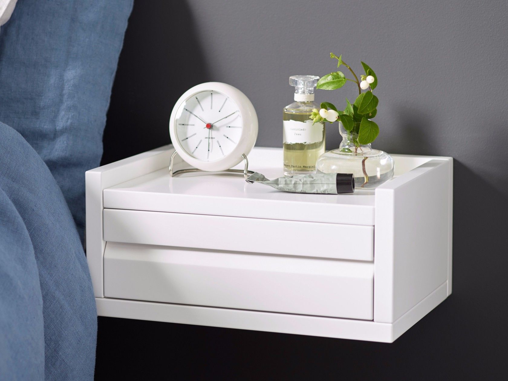 1KM DISPLAY Rectangular wallmounted bedside table with drawers By Karl