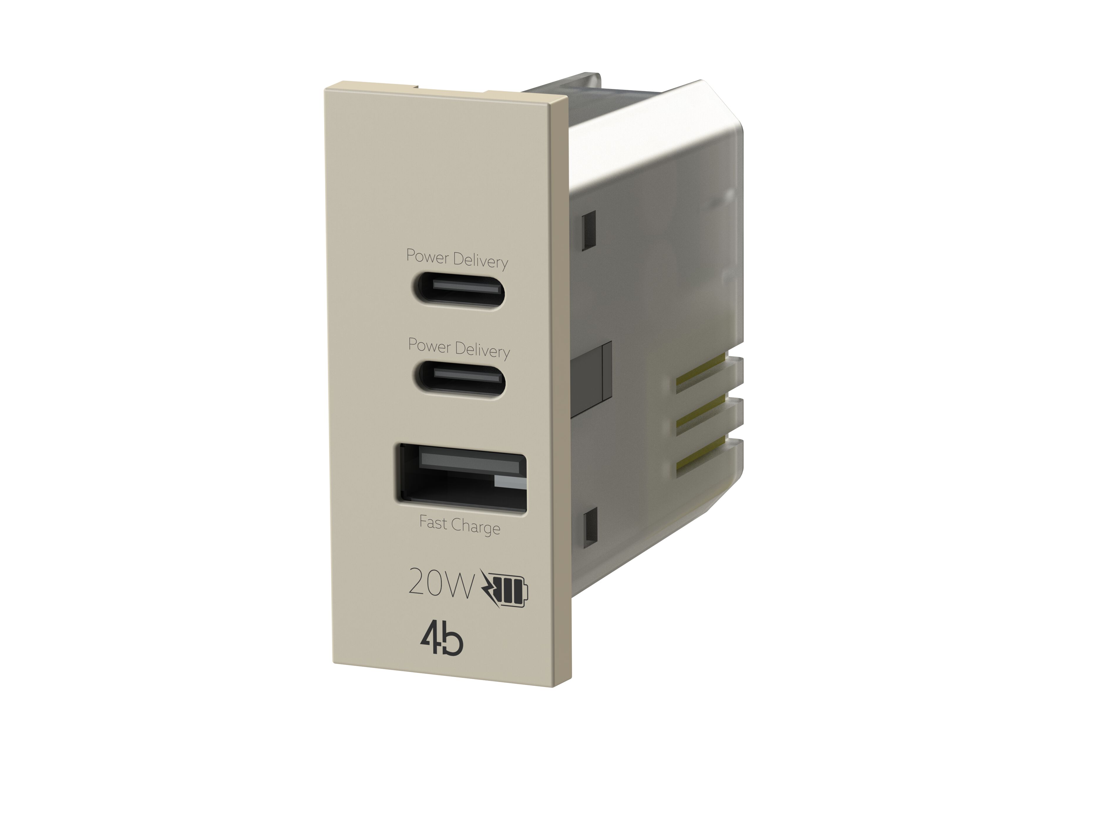 4BUSB20WCCA.V30 by 4 BOX - Alimentatore da incasso USB per serie civile