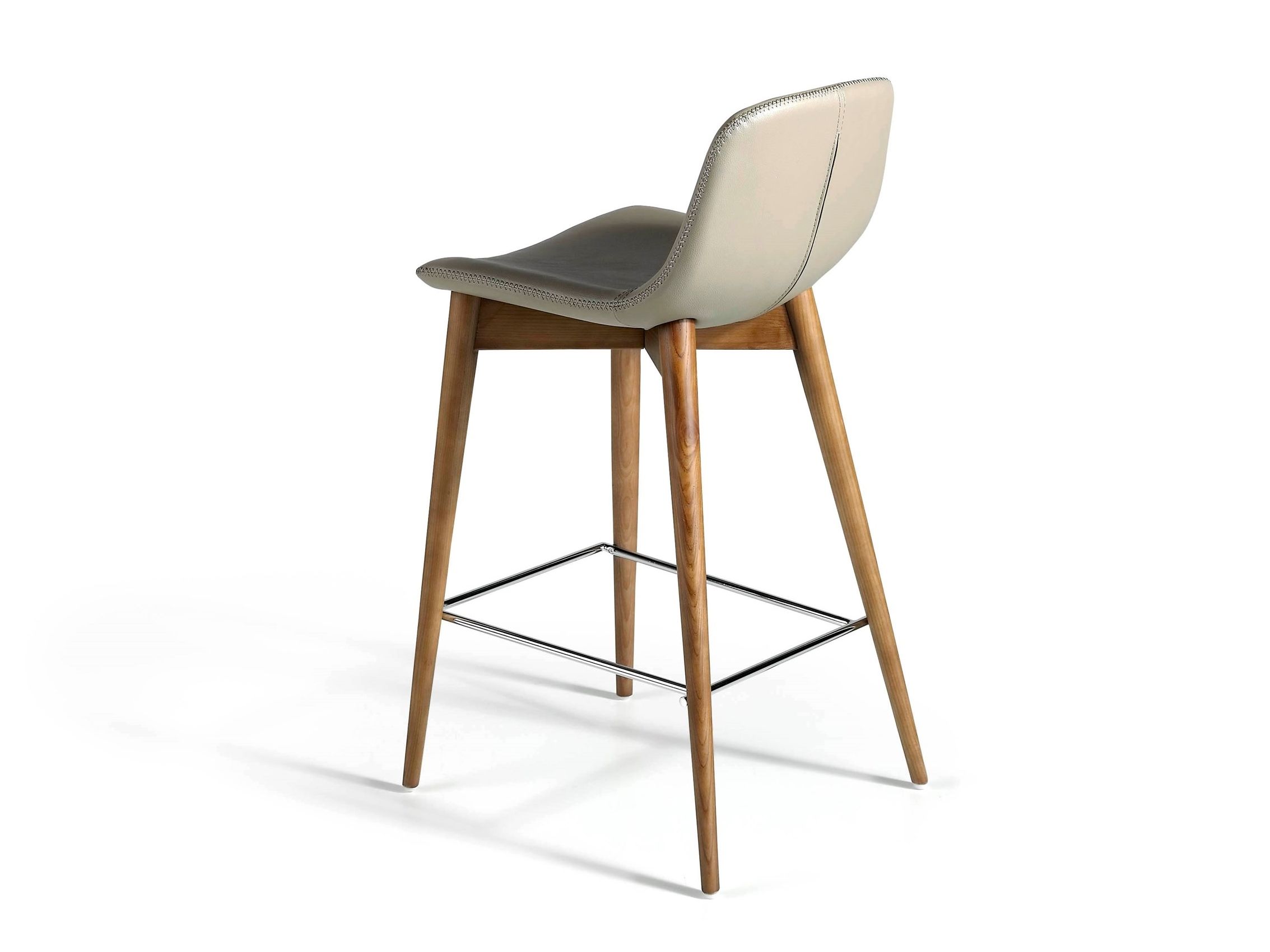 4044 Stool Leather barstool with footrest By Angel Cerdá