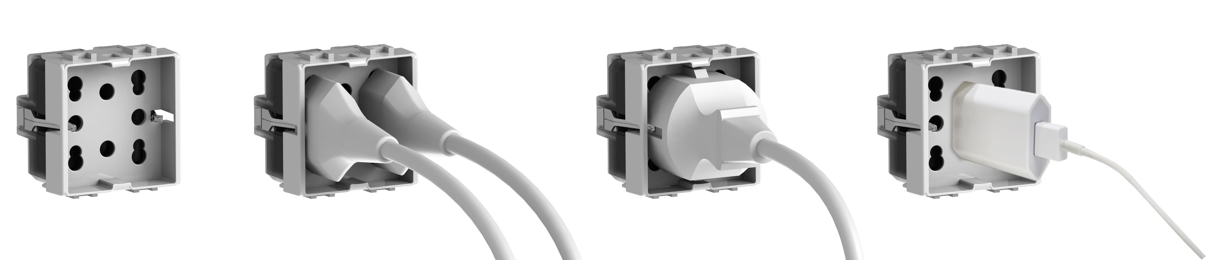 SIDE 4B.V20N.H21 by 4 BOX - Presa a due moduli per serie civile - 2